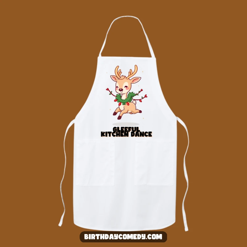 Funny Deer Garland Apron: Cute Deer Skipping, Kitchen Fun Festive Funny Gift!