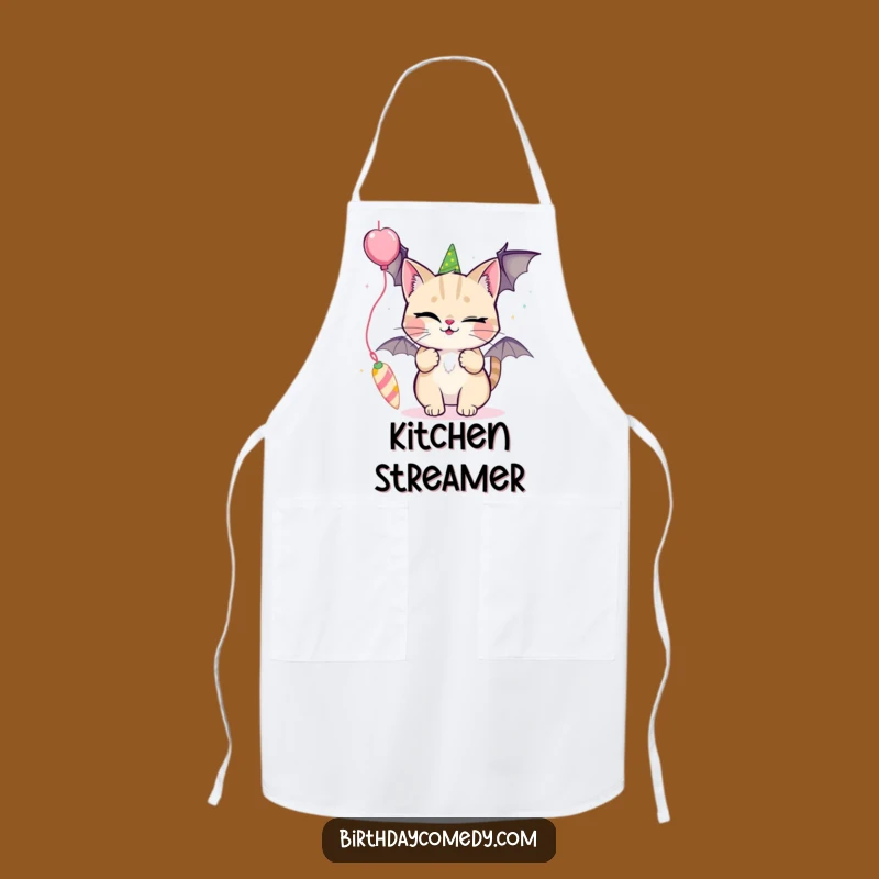Funny Cat Apron: Winking Streamer Player, Playful Kitchen Humorous Gift