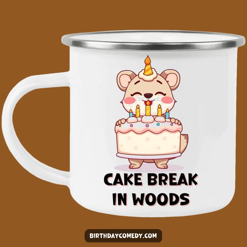 Funny Animal Birthday Cake Camping Mug - Adventure Fuelled by Laughter