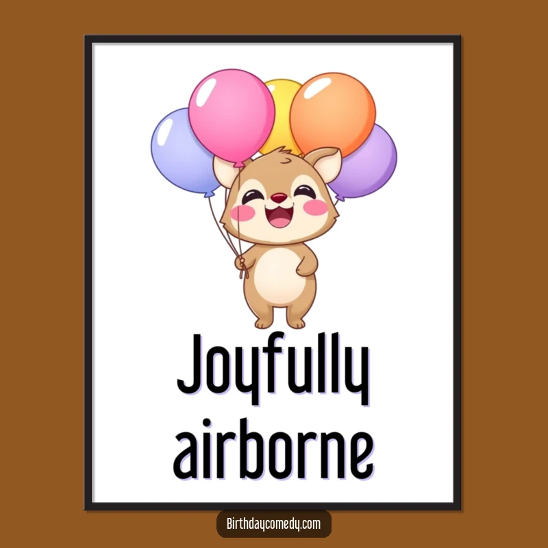 Funny Animal Balloon Digital Art Print - Instant Joyful Wall Decor
