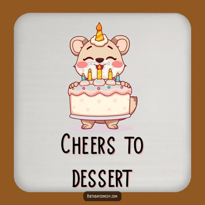 Funny Animal Birthday Cake Drink Coaster - Protect Surfaces with Festive Fun