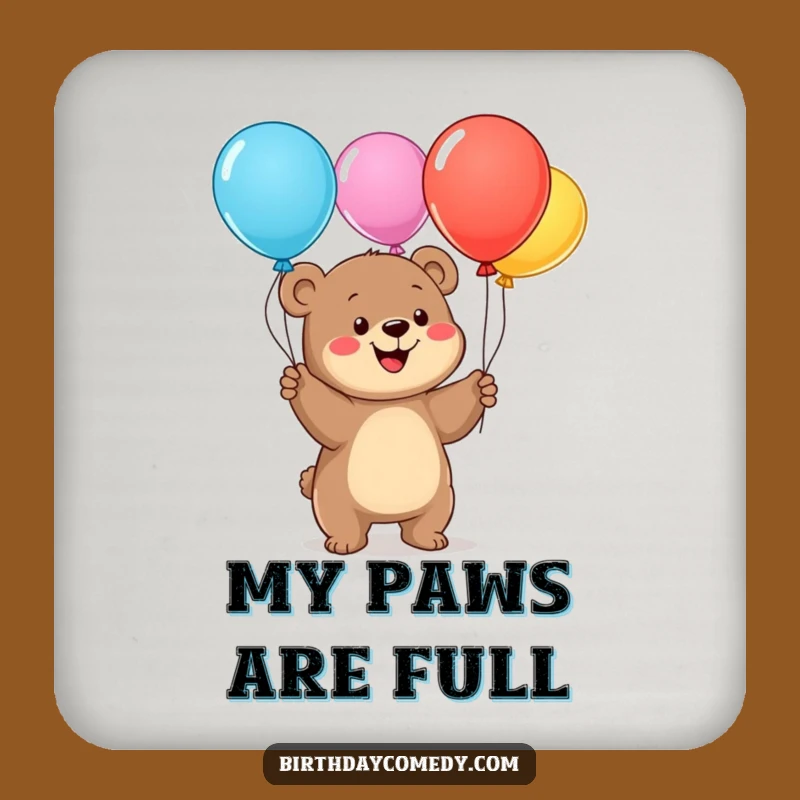 Funny Bear Cub Balloon Juggling Drink Coaster: Protect Surfaces with Adorable Humor