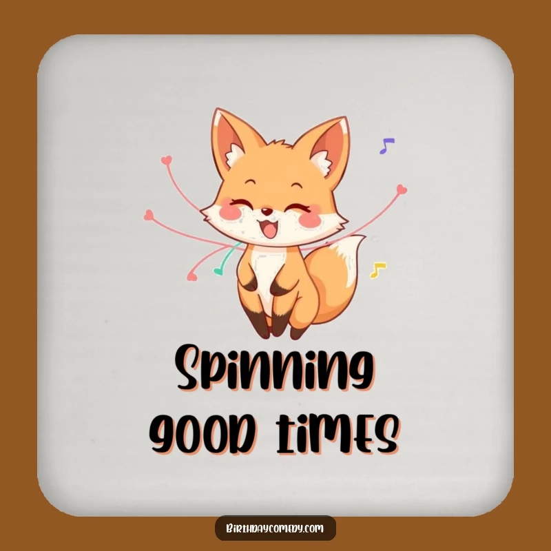 Funny Fox Streamer Twirl Drink Coaster: Protect Surfaces with Adorable Party Humor