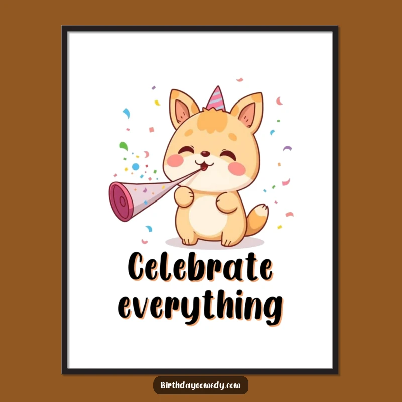 Funny Kawaii Party Animal Poster: Hilarious Wall Art for Festive Spaces