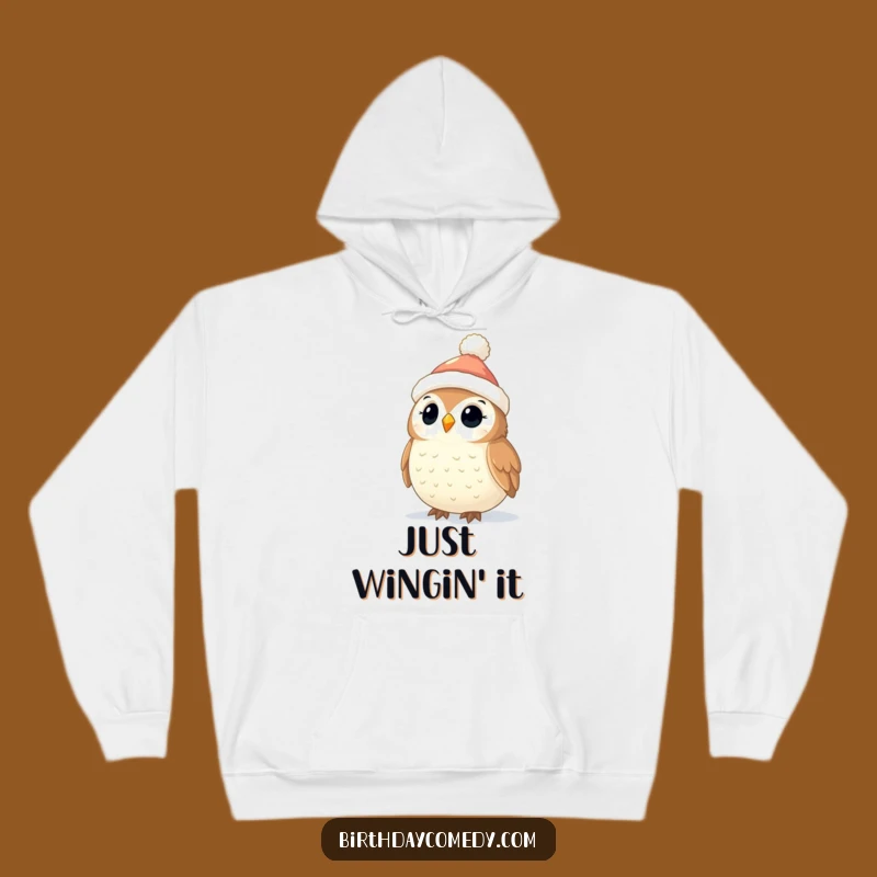 Funny Owl Christmas Hoodie: Cozy Stocking Cap Owl and Twinkling Lights, Warm Winter Gift for Bird Lovers