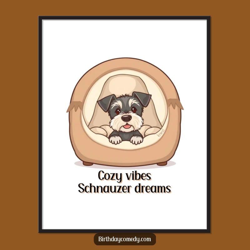 Free Printable Wall Art: Schnauzer Puppy Cozy Bed Funny Dog Downloadable Gift