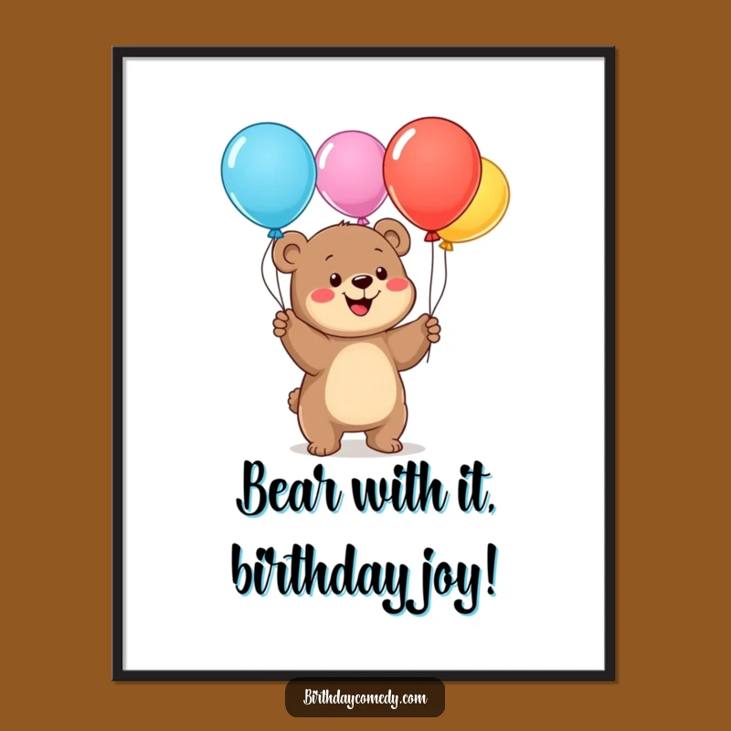 Funny Free Printable Wall Art: Juggling Bear Cub - Hilarious Downloadable Decor for Any Room