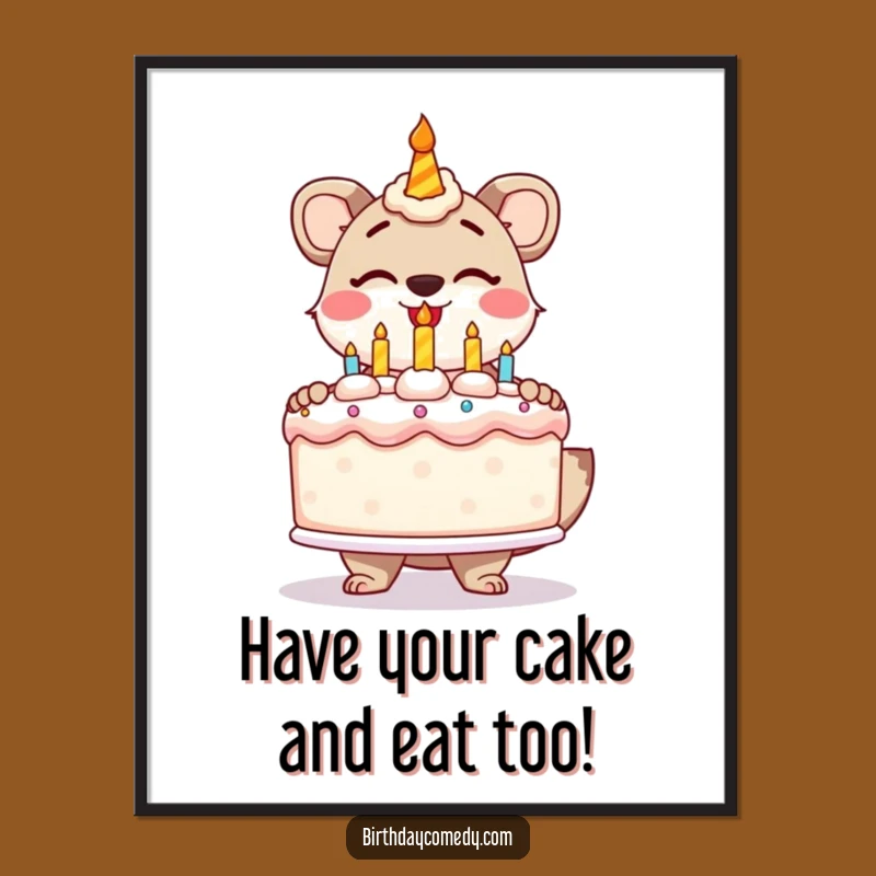 Free Printable Funny Wall Art: Animal & Cake, Hilarious Downloadable Decor Gift