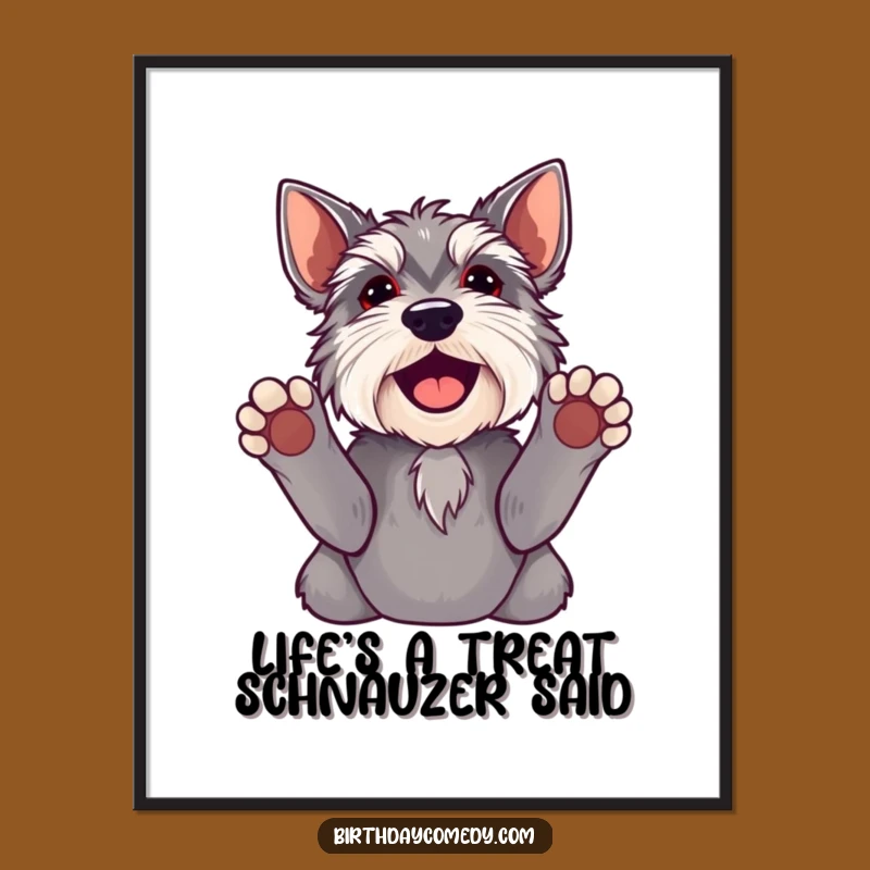 Free Printable Wall Art: Joyful Schnauzer Paws Up Funny Dog Downloadable Gift