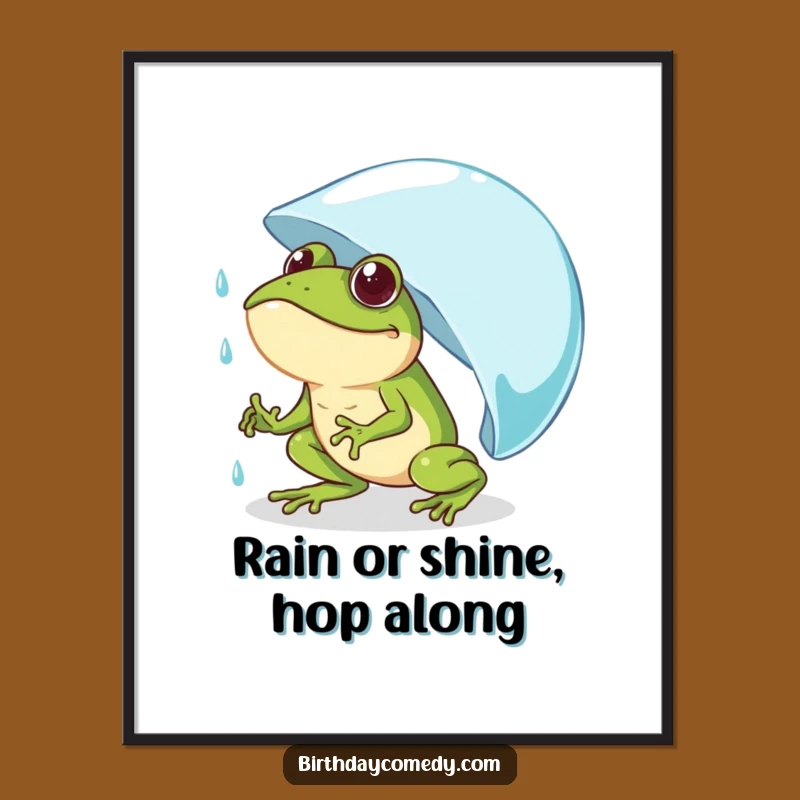 Funny Free Printable Wall Art: Determined Frog, Raindrop Uphill Downloadable
