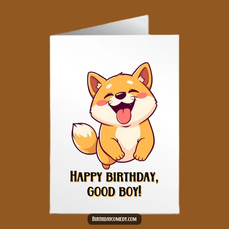 Free Printable Birthday Card: Happy Shiba Tongue Out, Downloadable Fun Gift