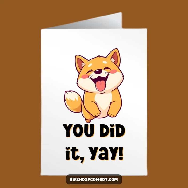 Free Printable Congrats Card: Happy Shiba Treat Leap, Downloadable Celebration Gift