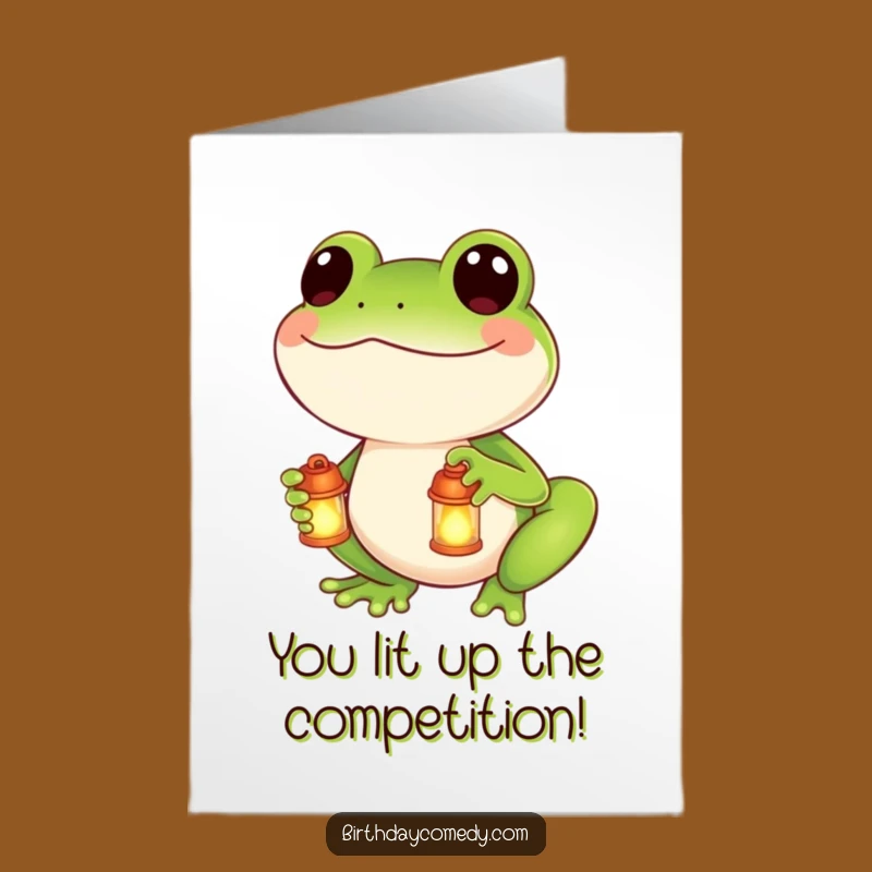 Free Printable Congrats Card: Joyful Frog Lantern for Your Big Achievement