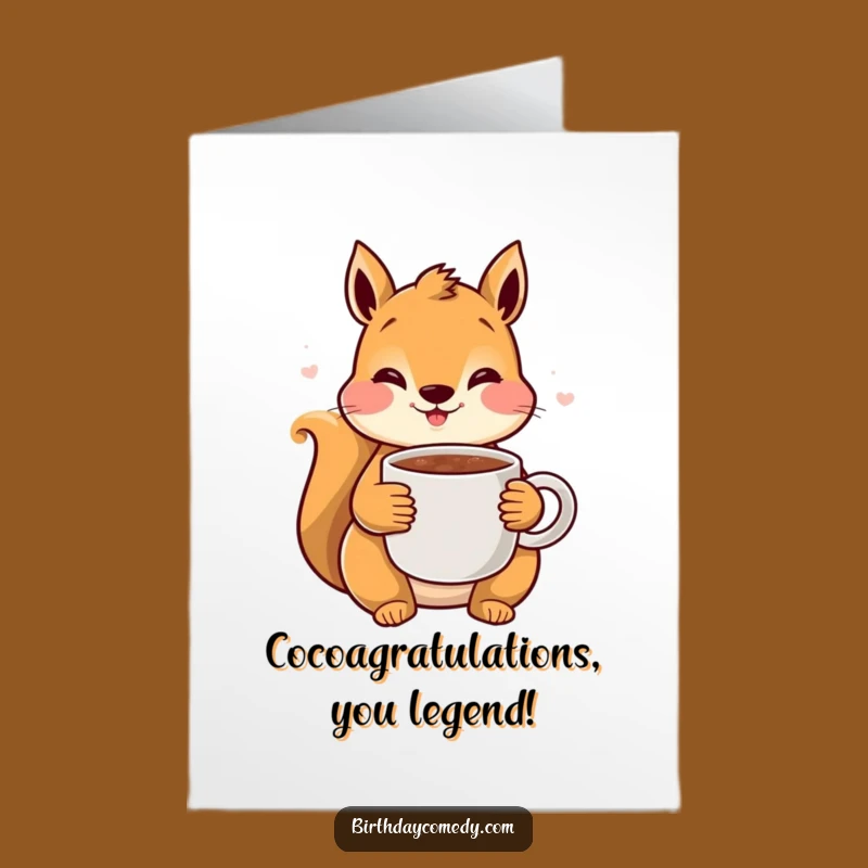 Free Printable Squirrel Congratulations Card: Cozy Cocoa Downloadable Gift