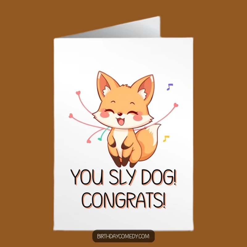 Free Printable Congrats Card: Twirling Fox Celebrates - Funny Downloadable Achievement Gift