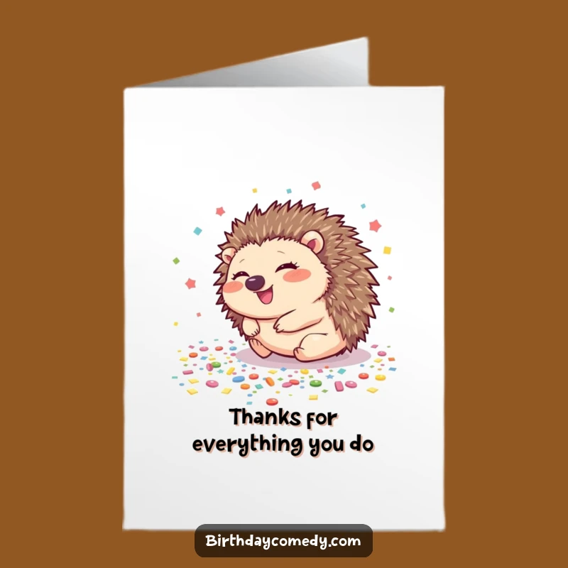 Free Printable Hedgehog Thank You Card: Rolling Fun Downloadable for Gratitude