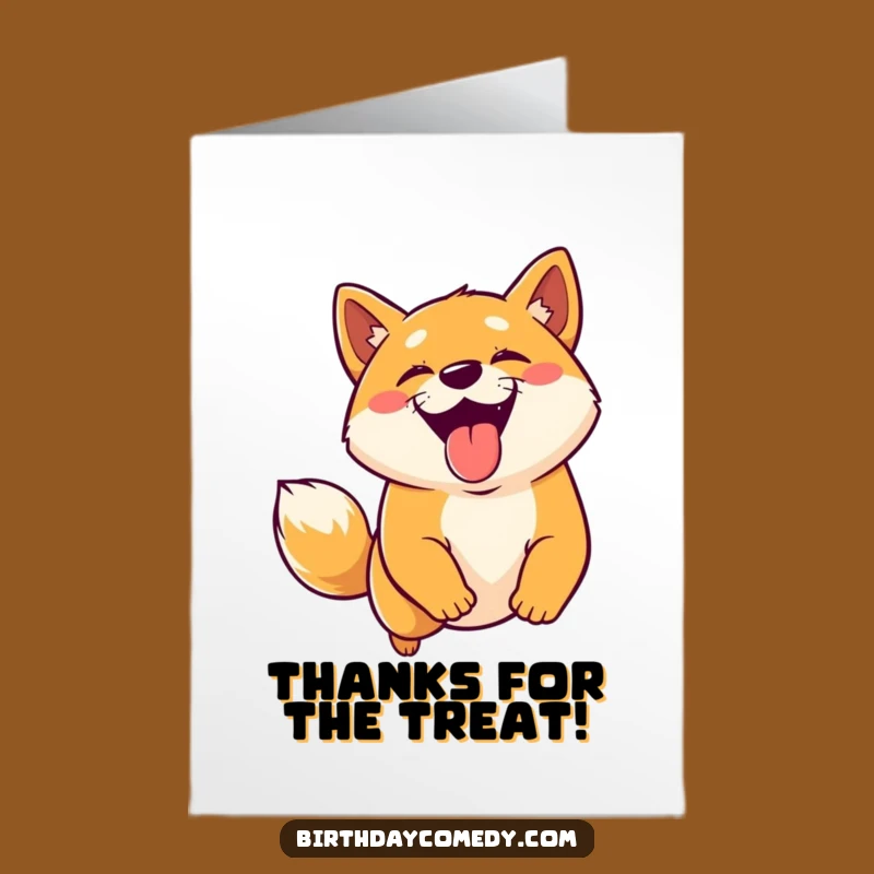 Free Printable Thank You Card: Happy Shiba Treat Catch, Downloadable Grateful Gift