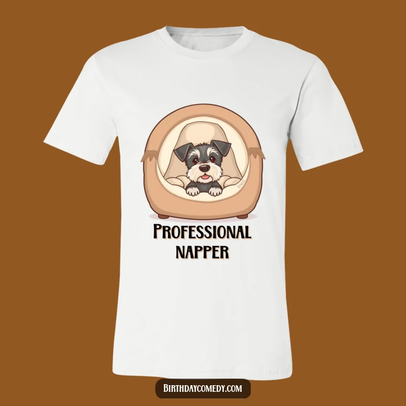 Funny Schnauzer Puppy Bed T-Shirt - Cute and Humorous Dog Tee