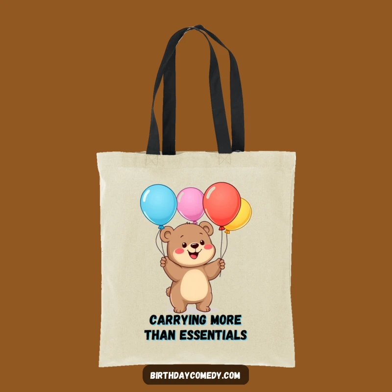 Funny Bear Cub Balloon Juggling Tote Bag: Carry Your Essentials with Whimsical Humor